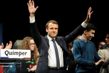 Emmanuel Macron, candidat à la présidentielle, lors d'un meeting à Quimper, le 16 janvier 2017