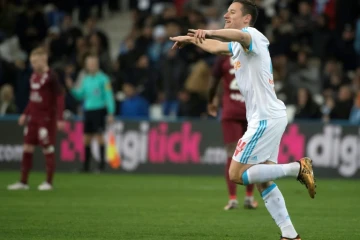 L'attaquant de Marseille Florian Thauvin vient de marquer l'un de ses trois buts contre Metz en championnat, le 2 février 2018 au stade Vélodrome