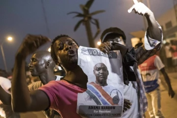 Des Gambiens fêtent l'investiture du président Adama Barrow, le 19 janvier 2017 à Banjul