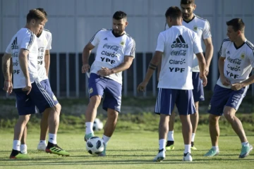 Les Argentins à l'entraînement au camp de base camp de Bronnitsy, près de Moscou, le 27 juin 2018, à trois jours du match contre la France 