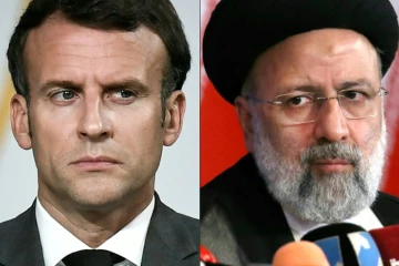 Photomontage du président français Emmanuel Macron et du président iranien Ebrahim Raïssi