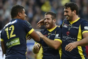 Les Clermontois Wesley Fofana, Camille Lopez et Rémi Lamerat, le 22 octobre 2016 lors du match de Coupe d'Europe face à Bordeaux-Bègles au stade Michelin