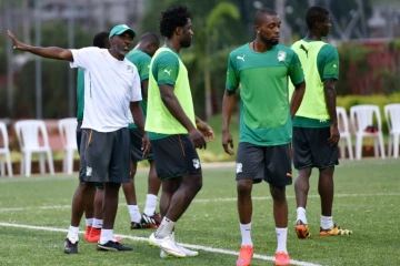 Ibrahim Kamara entraîneur intérimaire de la Côte d'Ivoire pendant un entraînement le 10 juin 2015