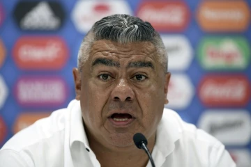 Le président de la Fédération argentine de football, Claudio Tapia, en conférence de presse, le 24 juin 2018 à Bronnitsy, près de Moscou