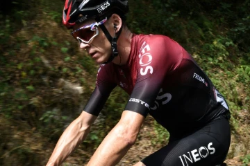 Le Britannique Christopher Froome lors de la 1re étape du Critérium du Dauphiné, entre Clermont-Ferrand et Saint-Christo-en-Jarez, le 12 août 2020