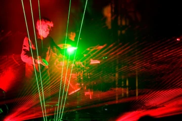 Jean-Michel Jarre se produit lors du festival de Coachella en Californie en 2018