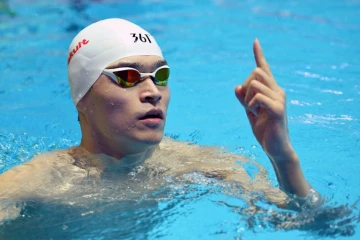 Le nageur chinois Sun Yang à l'entraînement, le 25 juillet 2019 aux championnats du monde de Gwangju en Corée du Sud 