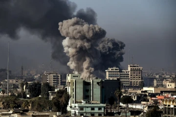 Un quartier de Mossoul touché par des tir des forces irakiennes le 6 mars 2017 en Irak 