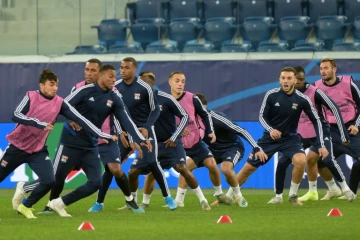 Séance d'entraînement pour les Lyonnais au stade Gazprom, le 26 novembre 2019, veille du match contre le Zénith Saint-Pétersbourg en C1