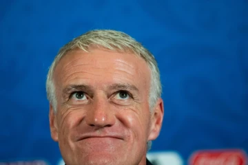Le sélectionneur de la France Didier Deschamps pendant une conférence de presse le 29 juin 2018 au Mondial la veille du match face à l'Argentine