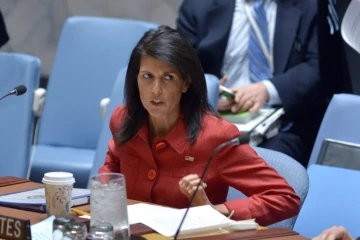 L'ambassadrice des États-Unis à l'ONU, Nikki Haley , le 7 avril 2017 à New-York