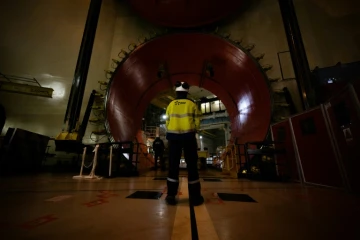 l4entrée du bâtiment du réacteur nucléaire de Flamanville 3, le 25 avril 2024 dans La Manche