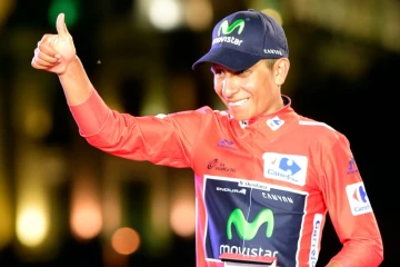 Nairo Quintana sur le podium de la Vuelta 2016, le 11 septembre 2016 à Madrid