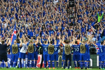 Les joueurs islandais après leur victoire face à l'Autriche lors de l'Euro-2016