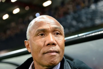 Antoine Kombouaré, alors entraîneur de Guingamp, avant le coup d'envoi du match contre Angers, en Coupe de la Ligue, au Roudourou, le 31 octobre 2018