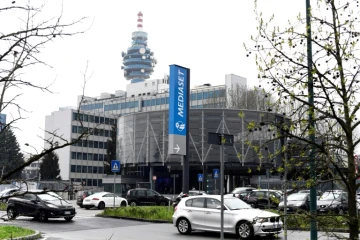 Le siège du groupe italien Mediaset, dans le nord de Milan le 23 mars 2017