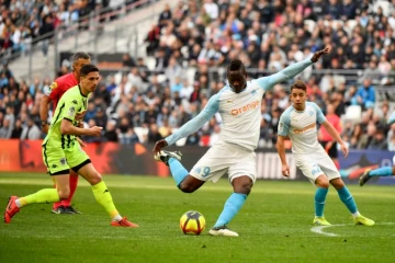 L'attaquant de Marseillell Mario Balotelli auteur d'un doublé lors du match nul 2-2 à Angers en 30e journée de L1 le 30 mars 2019
