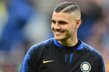 Mauro Icardi, sous le maillot de l'Inter avant un match de Serie A contre l'Atalanta Bergame, le 7 avril 2019 à San Siro, est en passe d'atterrir au PSG