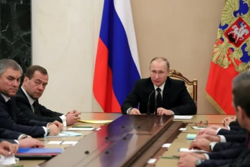 Le président Vladimir Poutine lors d'une réunion du conseil russe de sécurité le 28 décembre 2016 au Kremlin à Moscou