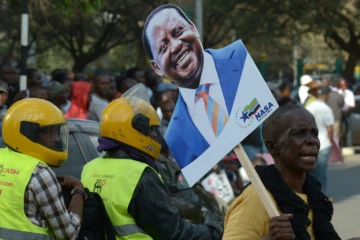 Des militants pro-Odinga manifestent devant la Cour Suprême à Nairobi, le 18 août 2017 au Kenya