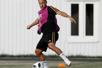 Le meneur de jeu de la Belgique Eden Hazard à l'entraînement à Sotchi, le 17 juin 2018, à la veille du match contre le Panama