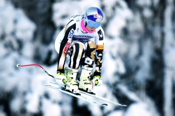 Lindsey Vonn lors de la descente d'entraînement de Garmisch-Partenkirchen, le 20 janvier 2017