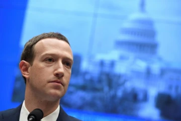 Le PDG de Facebook Mark Zuckerberg devant une commission de la Chambre des représentants, le 11 avril 2018 à Washington 