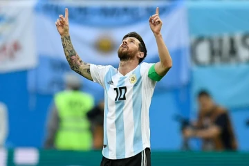 L'attaquant argentin Lionel Messi buteur lors du match face au Nigeria à Saint Pétersbourg le 26 juin 2018 au Mondial