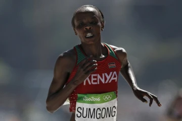 La Kényane Jemima Sumgong lors du marathon des JO de Rio, le 14 août 2016 