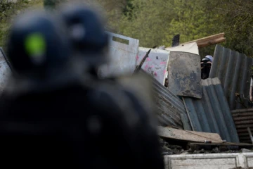 Barricade érigée sur la ZAD à Notre-Dame-des-Landes le 14 avril 2018