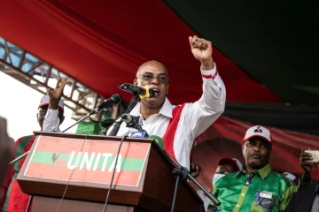 Adalberto Costa Junior, leader de l'Unita, lors d'un meeting, le 22 août 2022 à Luanda, en Angola