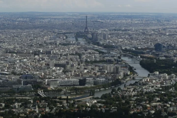 Vue aérienne de Paris, le 14 juillet 2016