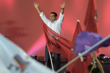 Alexis Tsipras, le 18 septembre 2015 à Athènes lors de son dernier meeting avant les élections législatives du 20 septembre