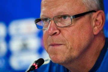 Le Suédois Janne Andersson lors d'une conférence de presse de veille de match à Ekaterinbourg, le 26 juin 2018
