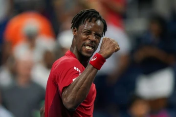 Gael Monfils célèbre sa victoire contre Pablo Andujar en 8e de finale de l'US Open, le 2 septembre 2019 à New York.