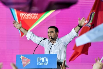 Le Premier ministre grec Alexis Tsipras lors d'un meeting de campagne à Athènes, le 5 juillet 2019
