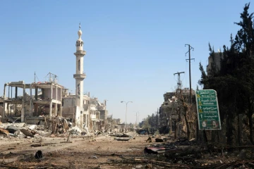 Le quartier Dakhaniyeh de Damas le 6 octobre 2014