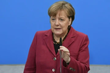 La chancelière allemande Angela Merkel au siège de la CDU, avant des négociations pour former un gouvernement, le 26 janvier 2018 à Berlin