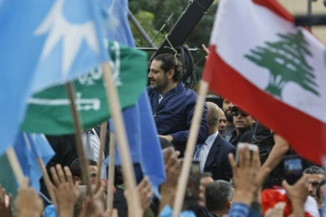 Le Premier ministre libanais Saad Hariri au milieu de ses partisans, le 22 novembre 2017 à Beyrouth