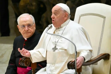 Le pape François s'exprime lors du Jubilé de la communication, le 25 janvier 2025 au Vatican 