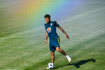 La star du Brésil Neymar lors d'un entraînement, le 14 juin 2018 à Sotchi