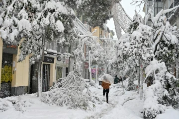 Chutes de neige exceptionnelles à Madrid, le 9 janvier 2021