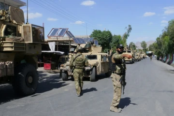 Des troupes de sécurité afghanes à Farah, après sa prise de contrôle sur les talibans. Le 19 mai 2018.