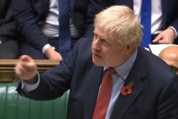 Le Premier ministre Boris Johnson le 29 octobre 2019 à la Chambre des Communes, une image fournie par le Parlement britannique.
