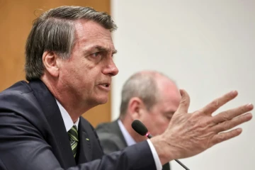 Le président brésilien Jair Bolsonaro lors d'une réunion avec les gouverneurs des Etats amazoniens, le 27 août 2019 à Brasilia