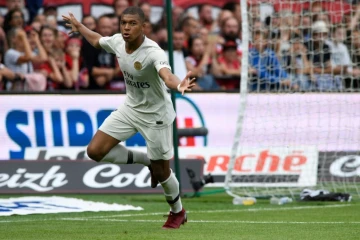 Kylian Mbappé auteur d'un doublé lors de la victoire du PSG 3-1 à Guingamp le 18 août 2018