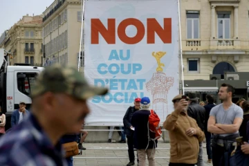 Manifestaton à Marseille le 14 avril 2018 contre la politique du président Emmanuel Macron