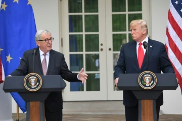 Le président américain Donald Trump avec le président de la Commission européenne Jean-Claude Juncker à la Maison Blanche, le 25 juillet 2018