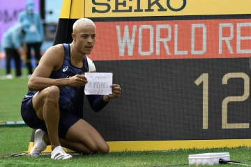 Sasha Zhoya immortalise le record du monde des - 20 ans aux Mondiaux de la catégorie à Nairobi, le 20 août 2021 