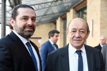 Le Premier ministre libanais Saad Hariri et le ministre français des Affaires étrangères Jean-Yves Le Drian à Paris, le 6 avril 2018